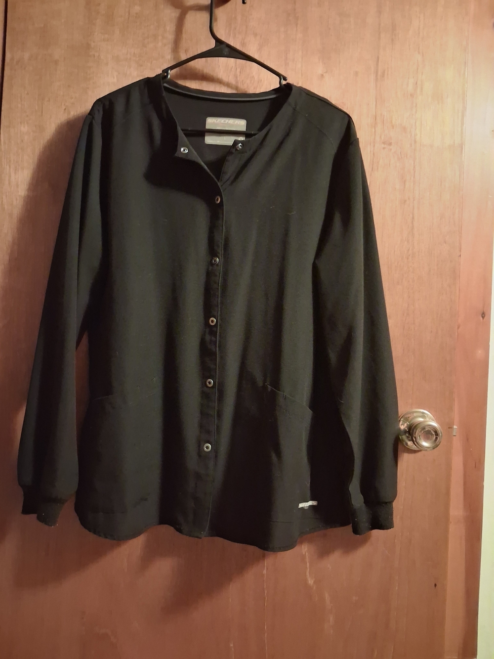 Skechers Black Utility Snap-Front Scrub Jacket